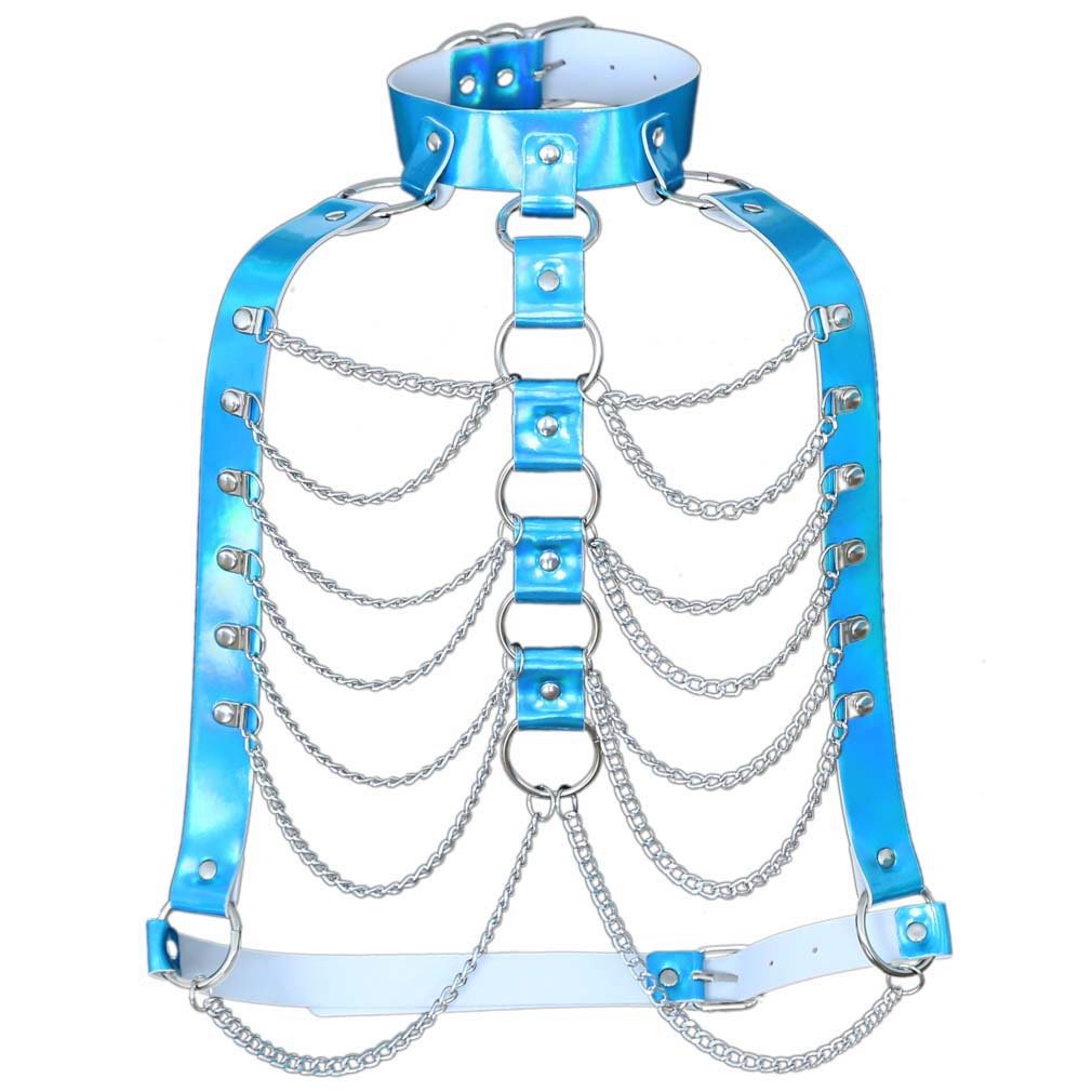 Punk Laser PU Leather Harness Cage Bra Women Adjustable Body Harness Bondage Lingerie Goth Sexy Bra Harness Body Chain belt