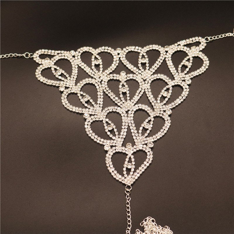 Women's Sexy Gold Plated Stainless Steel Waist Chain Belly Beads Jewelry with Tassel Heart Fashion Body Chain