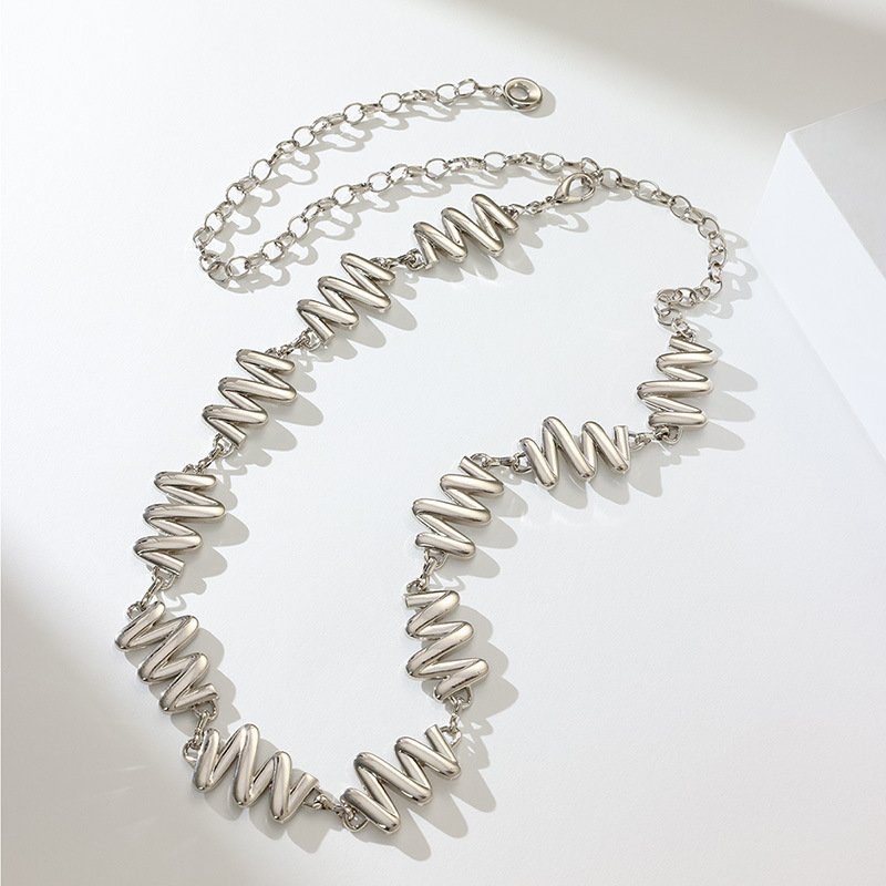 New High-class Sense Of Metal Chain Waist Chain Ladies Dress Suit Coat Decoration Wide Belt