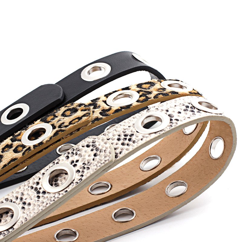 wholesale Rock ring chain pierced eye belt women punk style leopard snake PU belt