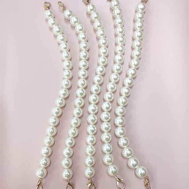 Pearl chain belt string pearl fittings belt wrapping belt steel fancy shoulder strap inclined span single shoulder handbag chain