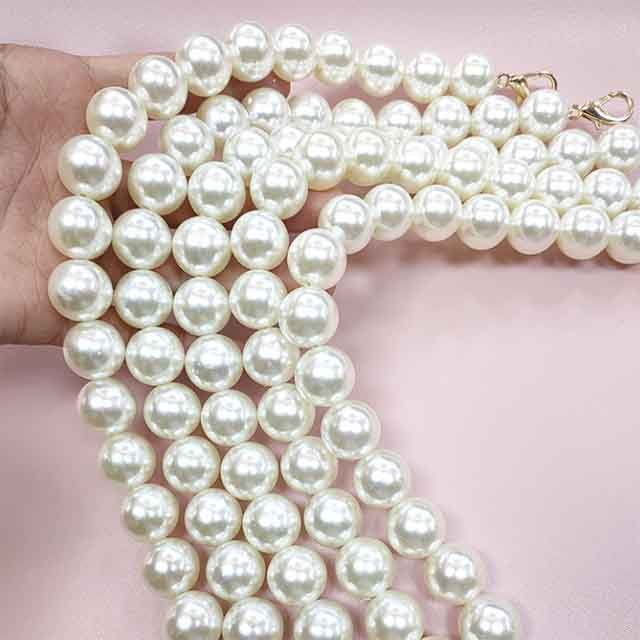 Pearl chain belt string pearl fittings belt wrapping belt steel fancy shoulder strap inclined span single shoulder handbag chain