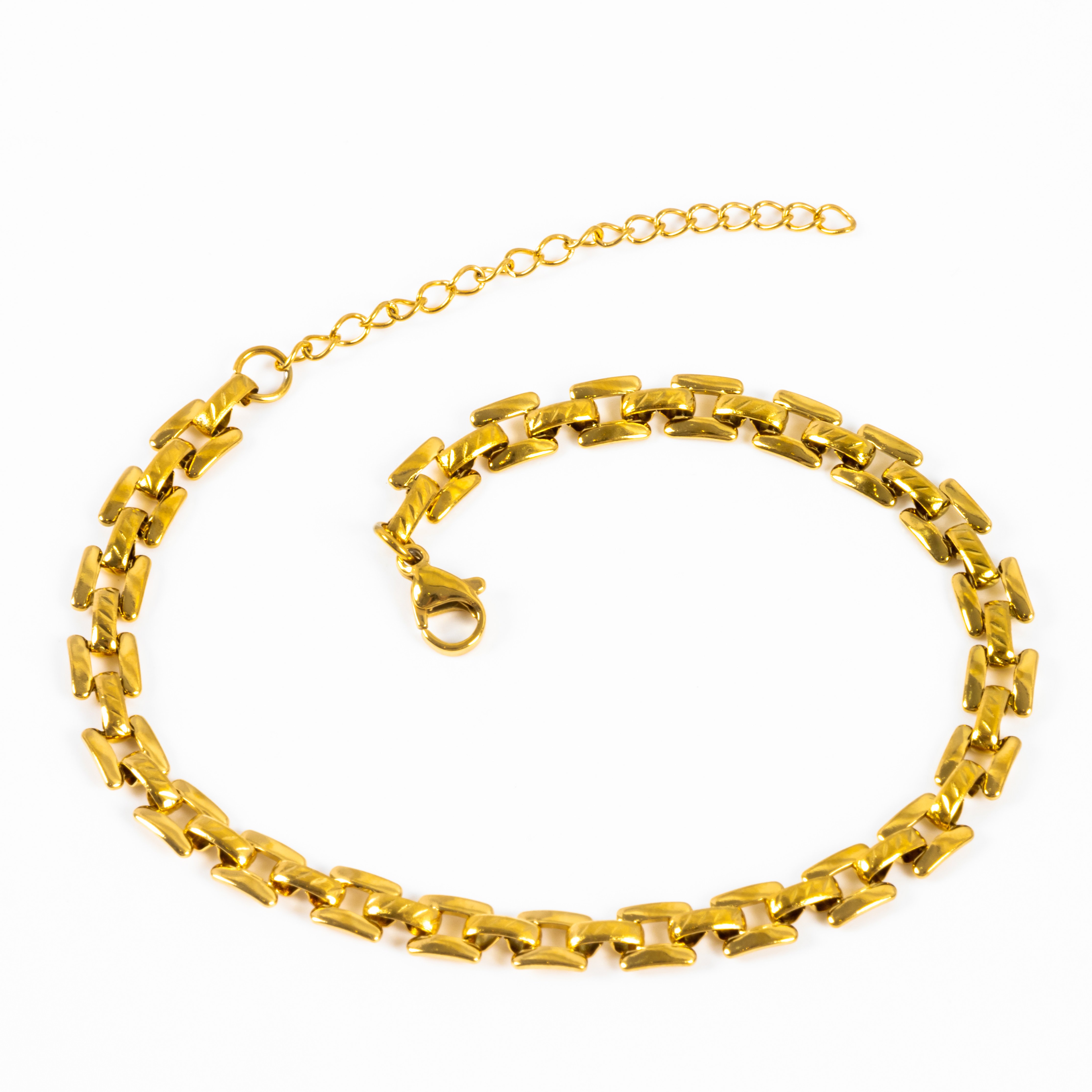 Ins 18k Gold Plated Stainless Steel Jewelry Adjustable Party Gift Geometric Wide Belt Bracelet For Girls
