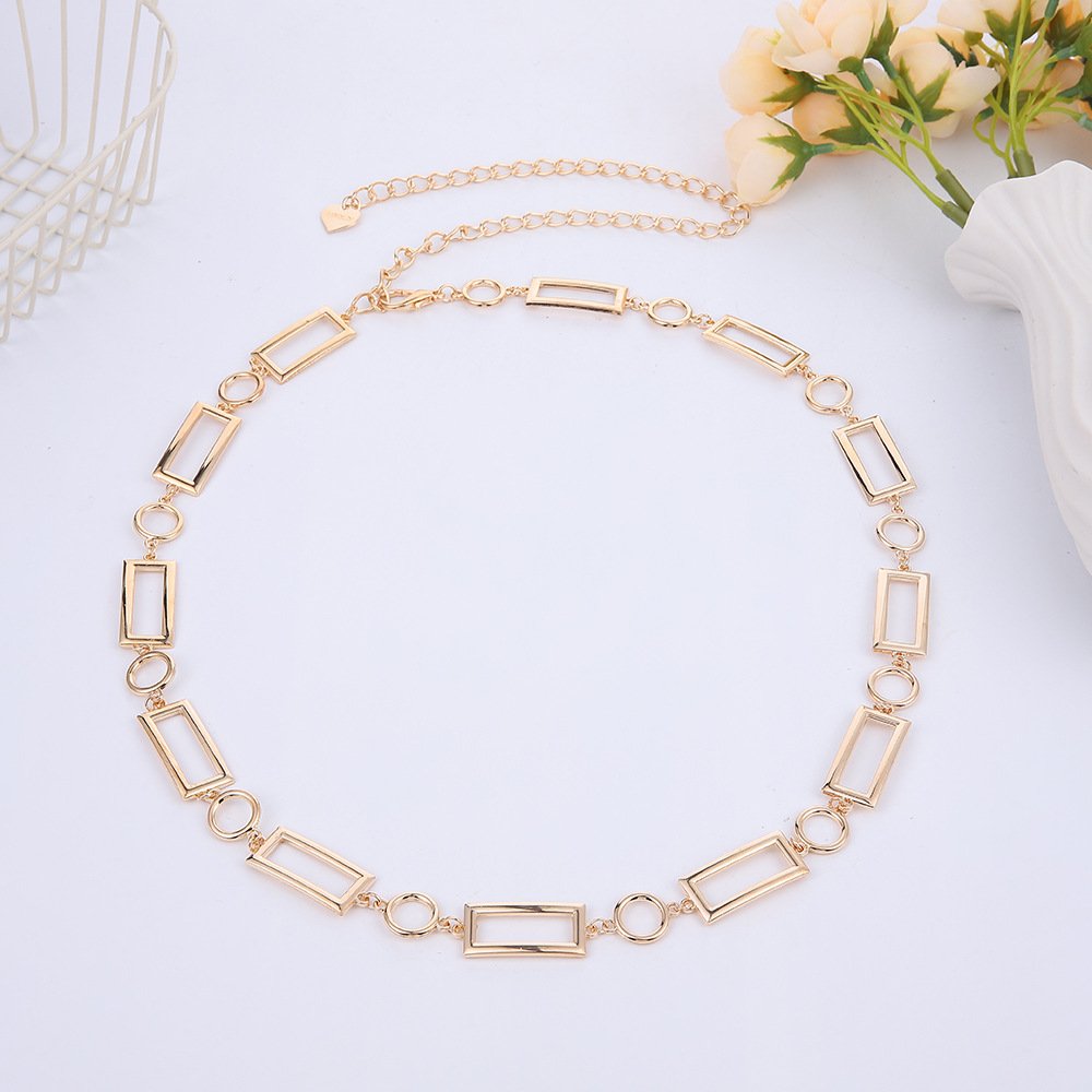 New Metal Advanced Texture Sense Thin Waist Belt Circle All Girls Fashion Irregular Waist Chain Decorative Dress