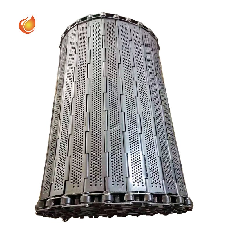 Metal perforated plate conveyor belt stainless steel chain link plate wire mesh belt hinged chip belt