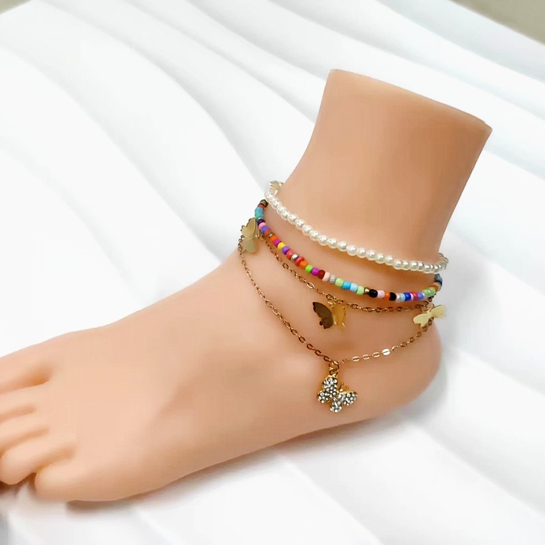 Handmade beaded Bohemian anklets Fashion butterfly accessories fashion anklets