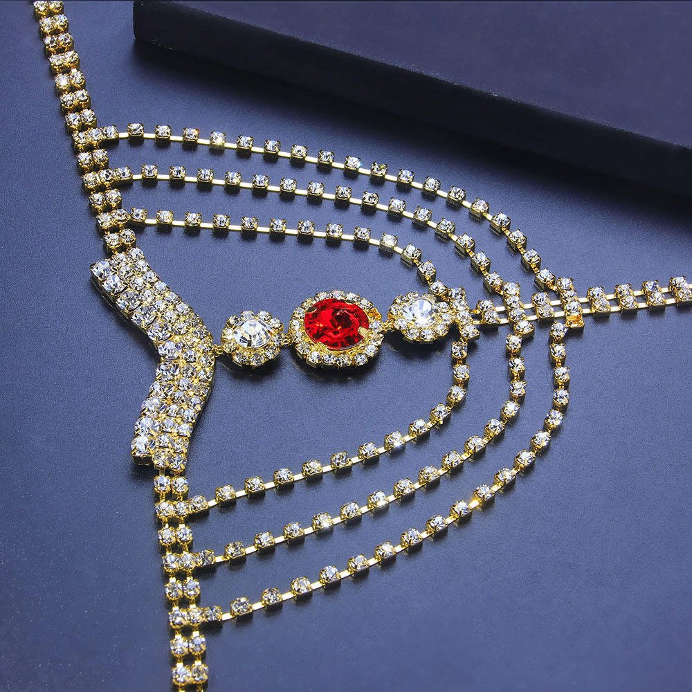 Dainty T Shape Body Chain Sparkling Rhinestone Glittering Crystal Diamond Custom Belly Waist Fashionable Heart Body Accessories