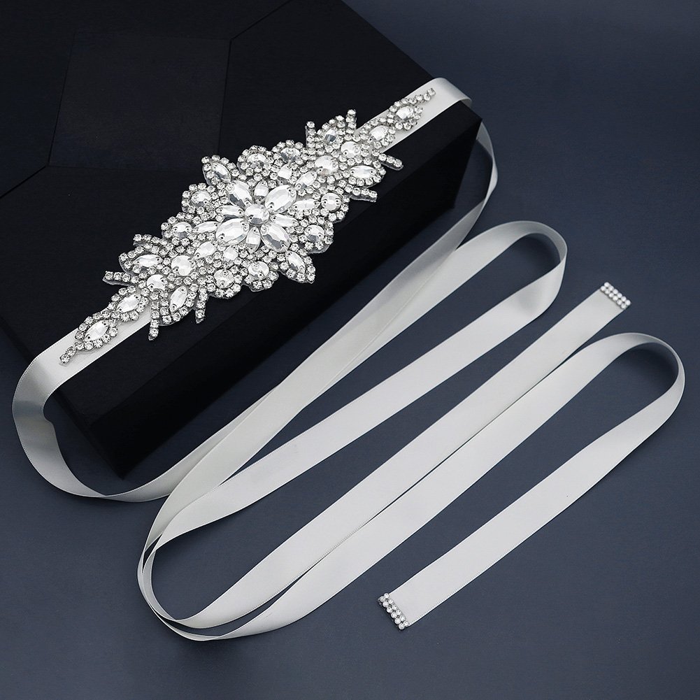 Silver Luxury Waist Chain Rhinestone Jewelry Accessories Chain Waist Belt for Brides dress