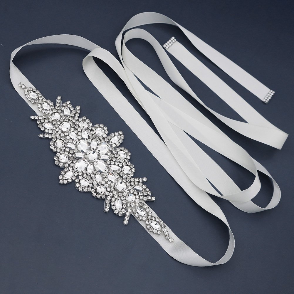 Silver Luxury Waist Chain Rhinestone Jewelry Accessories Chain Waist Belt for Brides dress