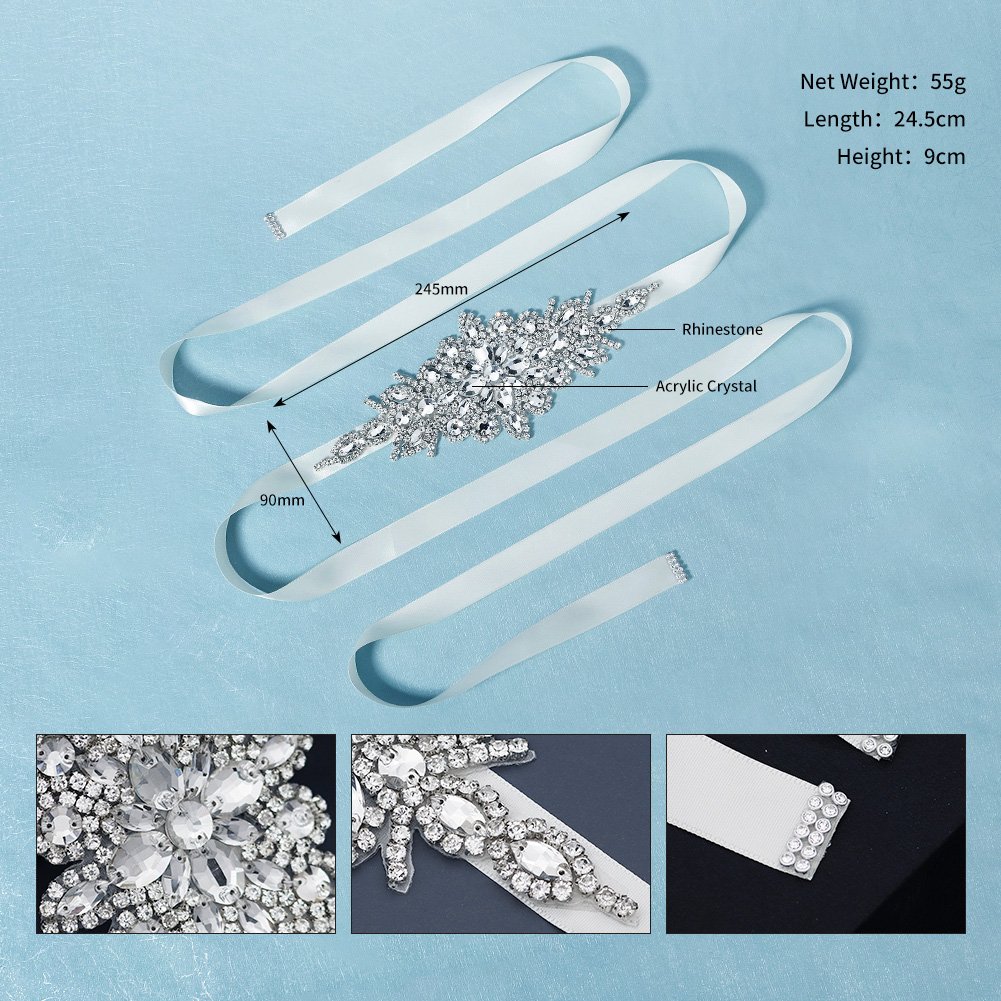 Silver Luxury Waist Chain Rhinestone Jewelry Accessories Chain Waist Belt for Brides dress