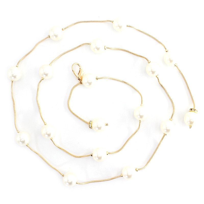 Women's Fashion Pearl Decorative Metal Waist Chain Waist Belt For Dress
