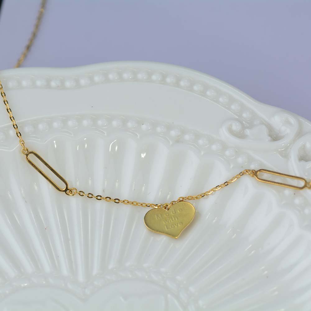Heart Necklace Chain 18K Solid Gold Real Gold Necklace Chain Gold Plated Chain