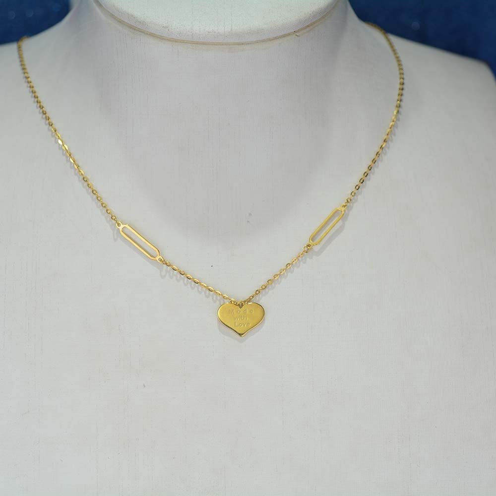 Heart Necklace Chain 18K Solid Gold Real Gold Necklace Chain Gold Plated Chain