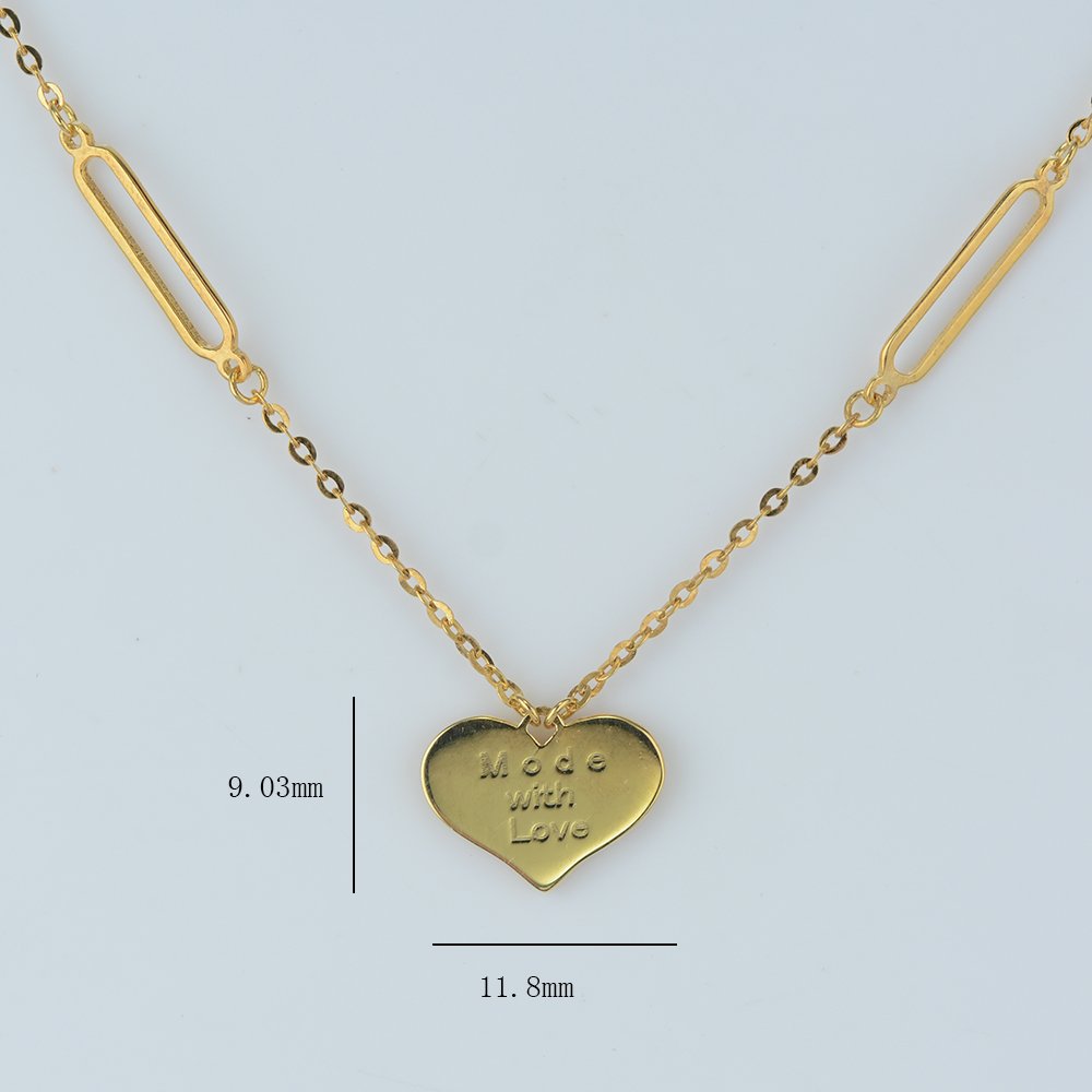 Heart Necklace Chain 18K Solid Gold Real Gold Necklace Chain Gold Plated Chain
