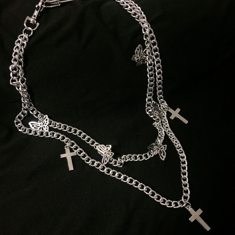 Butterfly Classic Fashion Cross Trouser Chains Belts Waist Chains Double-layer Metal Chain Women Pants Accessories