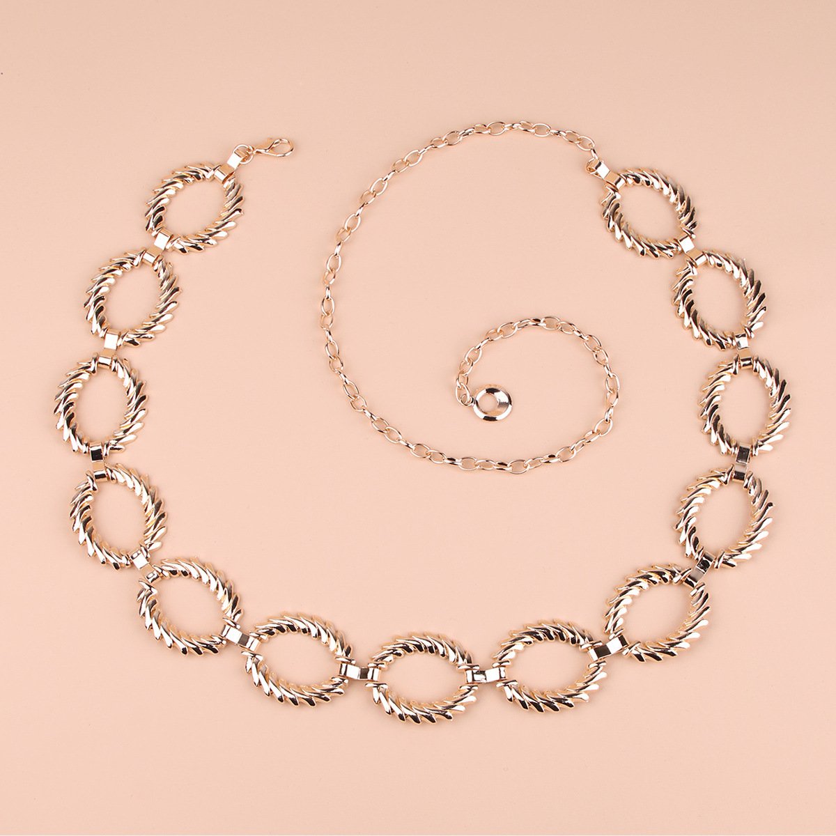 Design Sense Circular Decoration Women's Waist Chain High Grade Metal Waist Chain Belt Versatile Dress