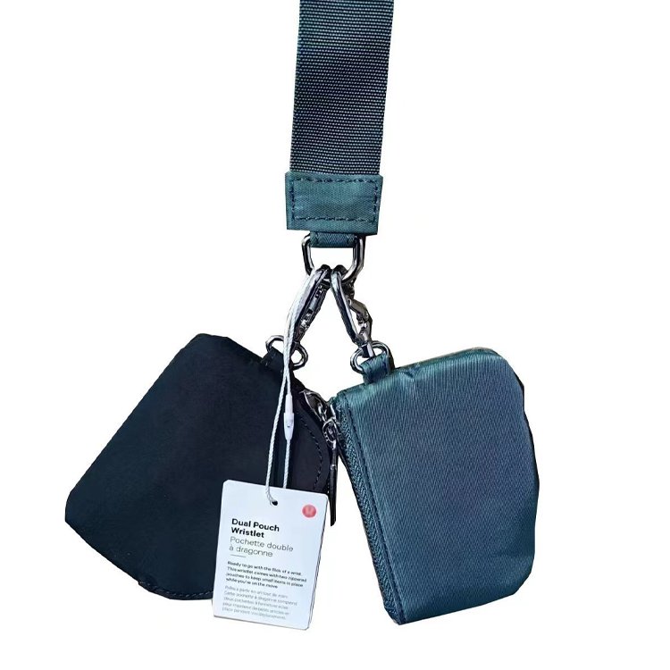 Women lulu Mini Zip dual card pouch wristlet wallet Wallet Coin Bag lululemone wrist keychains