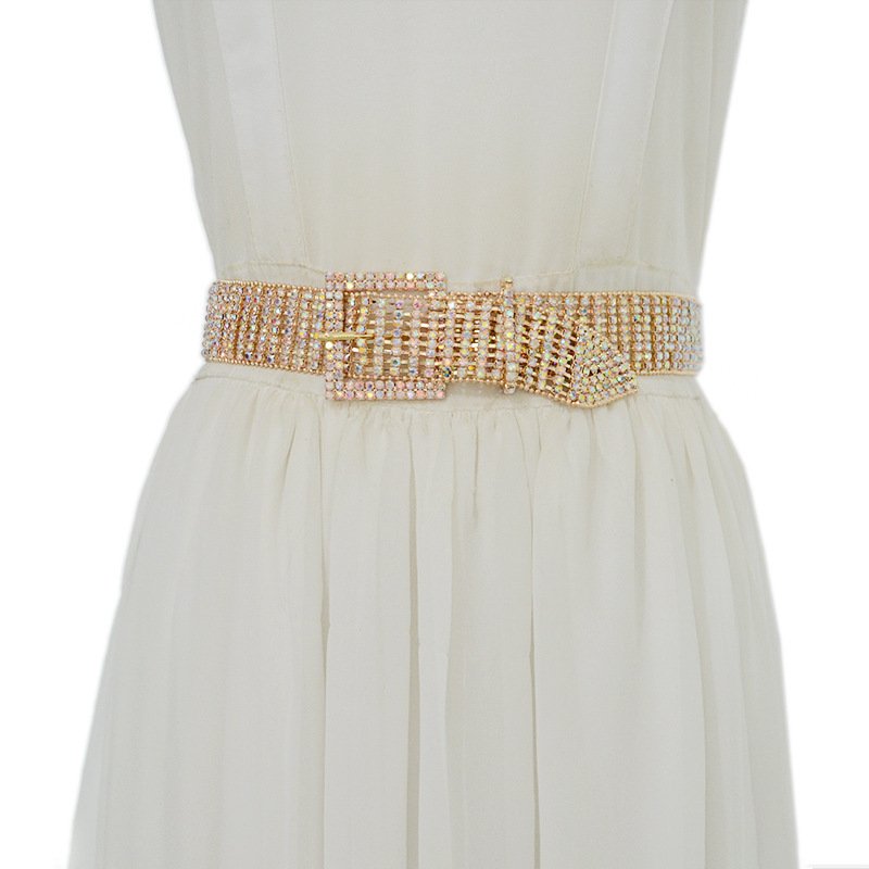 New color Women Bling Party Club Sparkle Crystal Rhinestone Strass Chain Waist Belt Waistband