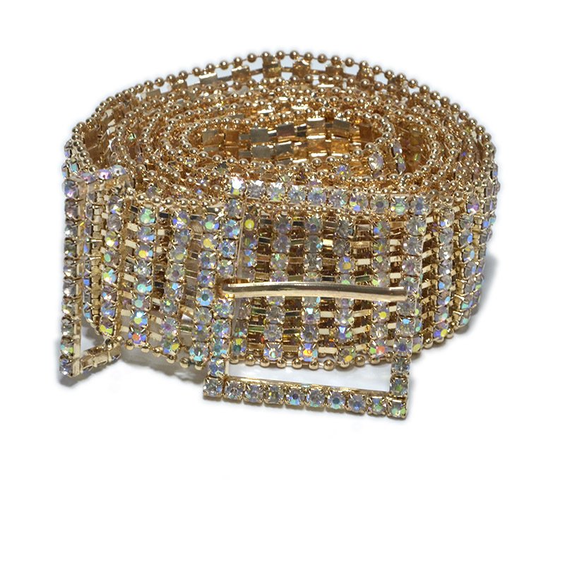 New color Women Bling Party Club Sparkle Crystal Rhinestone Strass Chain Waist Belt Waistband