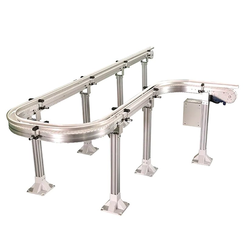 Food Grade Flex Plastic Chain Conveyor For Bottled Water Filling Line Flexible Conveyor