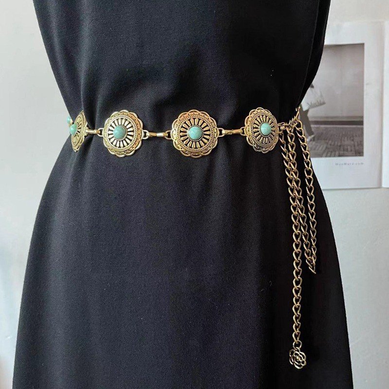 Alloy Western Tassel Beaded Belt Long Dress Indian Waist Chain Diamond Beaded Belt