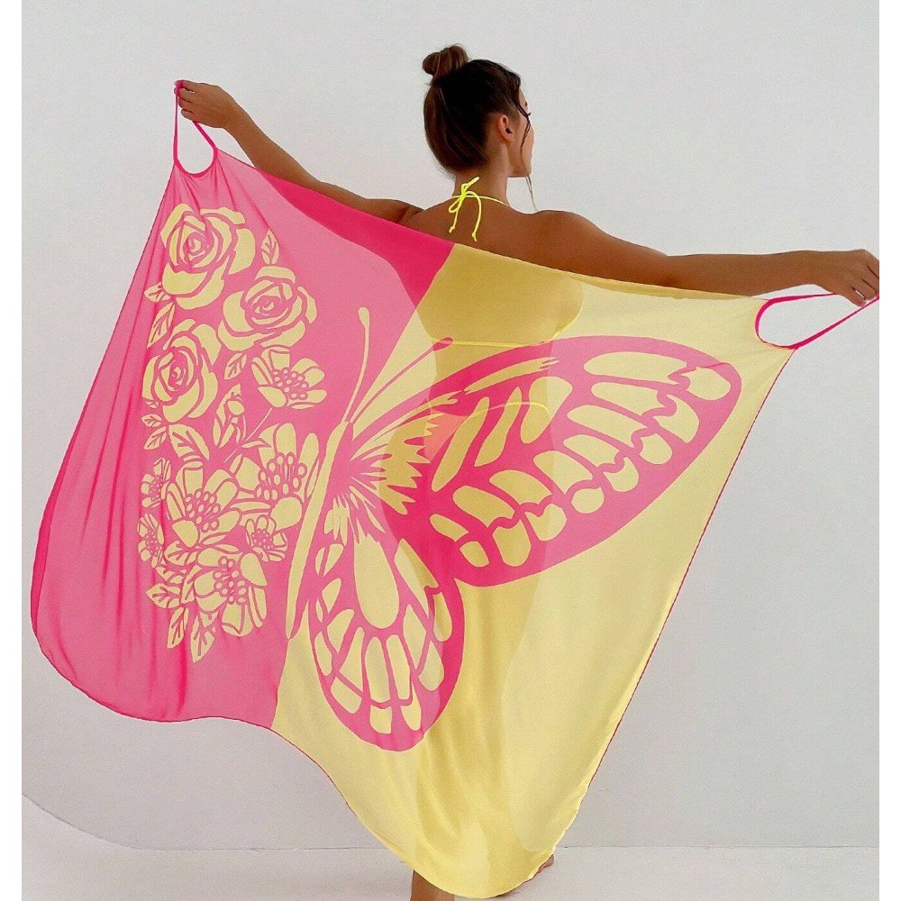 New butterfly print beach skirt scarf sexy mesh patchwork color multi-color female beach swimsuit