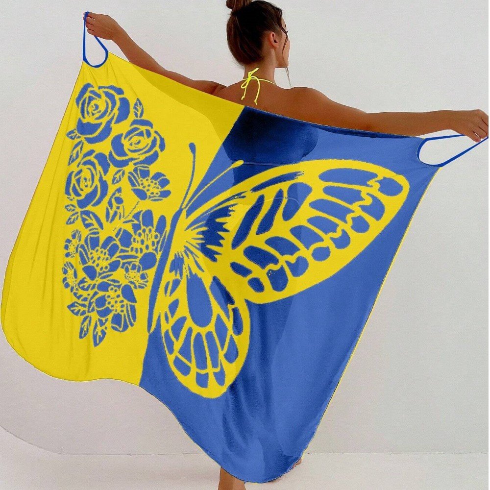 New butterfly print beach skirt scarf sexy mesh patchwork color multi-color female beach swimsuit