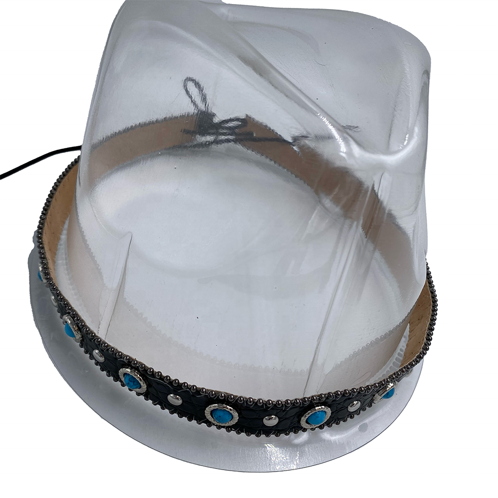Turquoise Rivet Bead Chain Leather Hat Belt