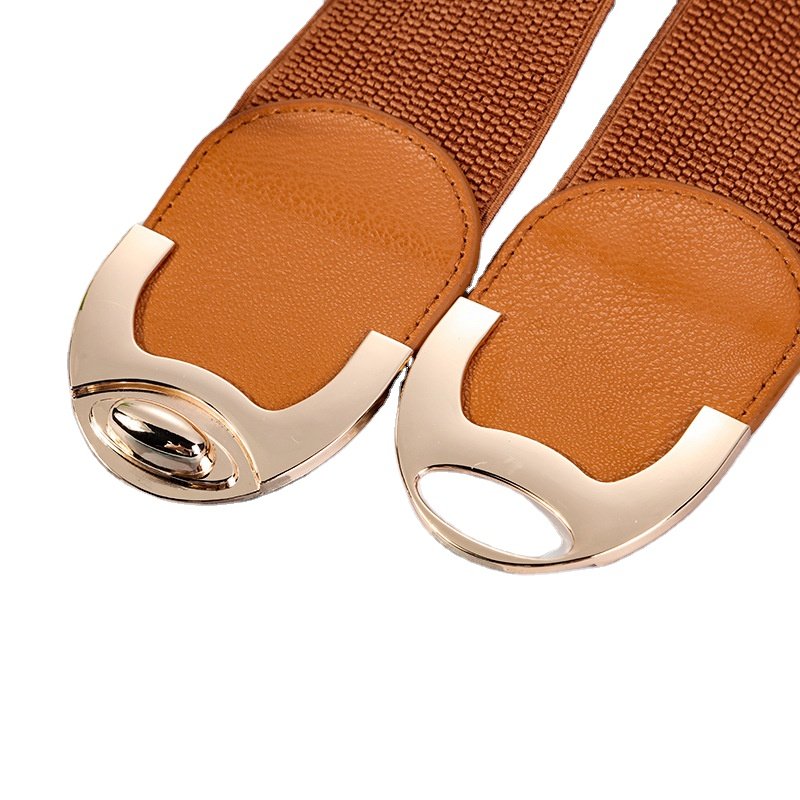 Women's Fashion PU Fabric Waist Belt Black and White Thin Elastic for Dresses and Apparel Accessories for Ladies