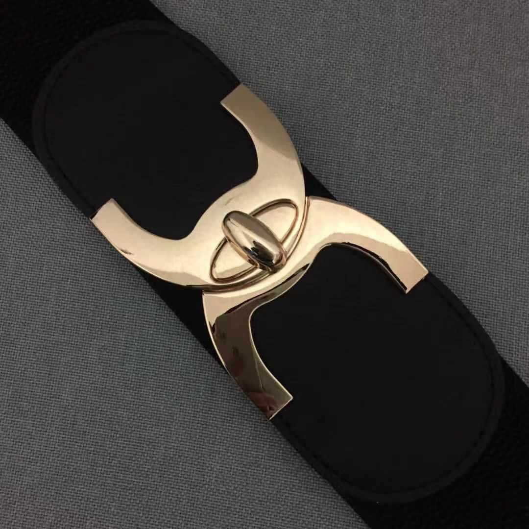 Women's Fashion PU Fabric Waist Belt Black and White Thin Elastic for Dresses and Apparel Accessories for Ladies