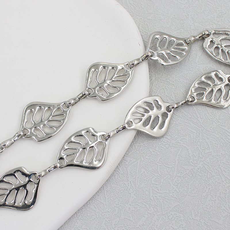 Retro Metal Leaf Waist Chain Women Fashion Simple With Dress Decorative Belt