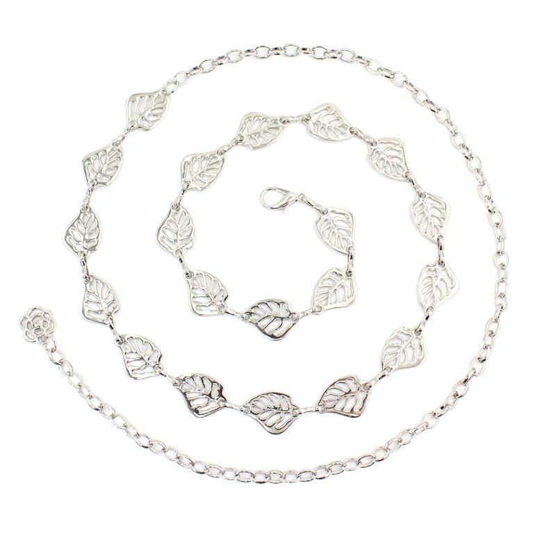 Retro Metal Leaf Waist Chain Women Fashion Simple With Dress Decorative Belt