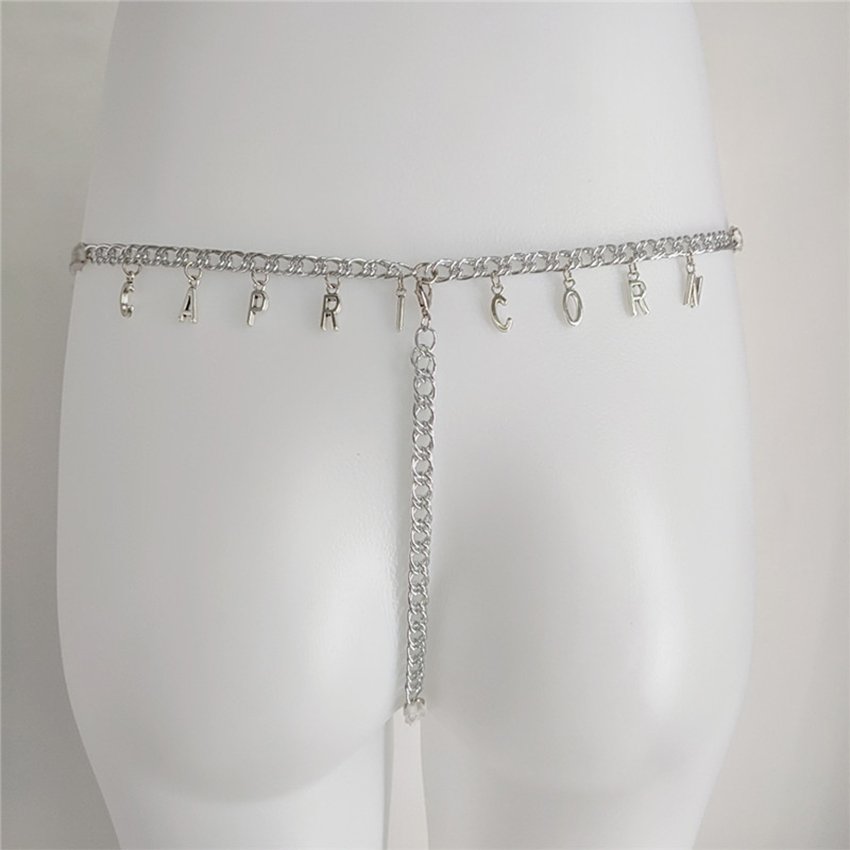 Wholesale Thong Gold Pendant Letter Lingerie Body Chain Underwear Metal Jewelry Waist Chain Women