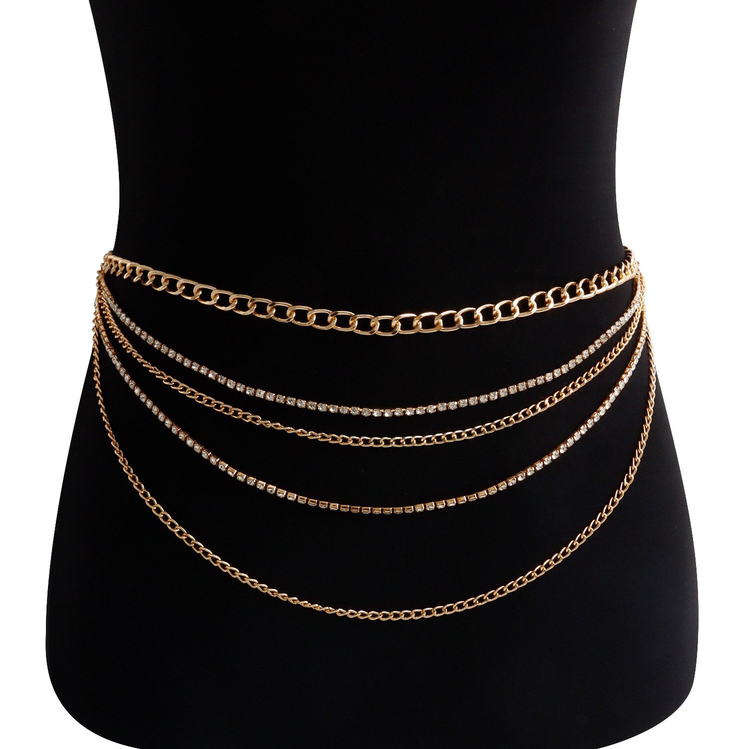 Fashion Multi-layer Body Alloy Chain Gold Plated Adjustable Waist Chain Belt For Women