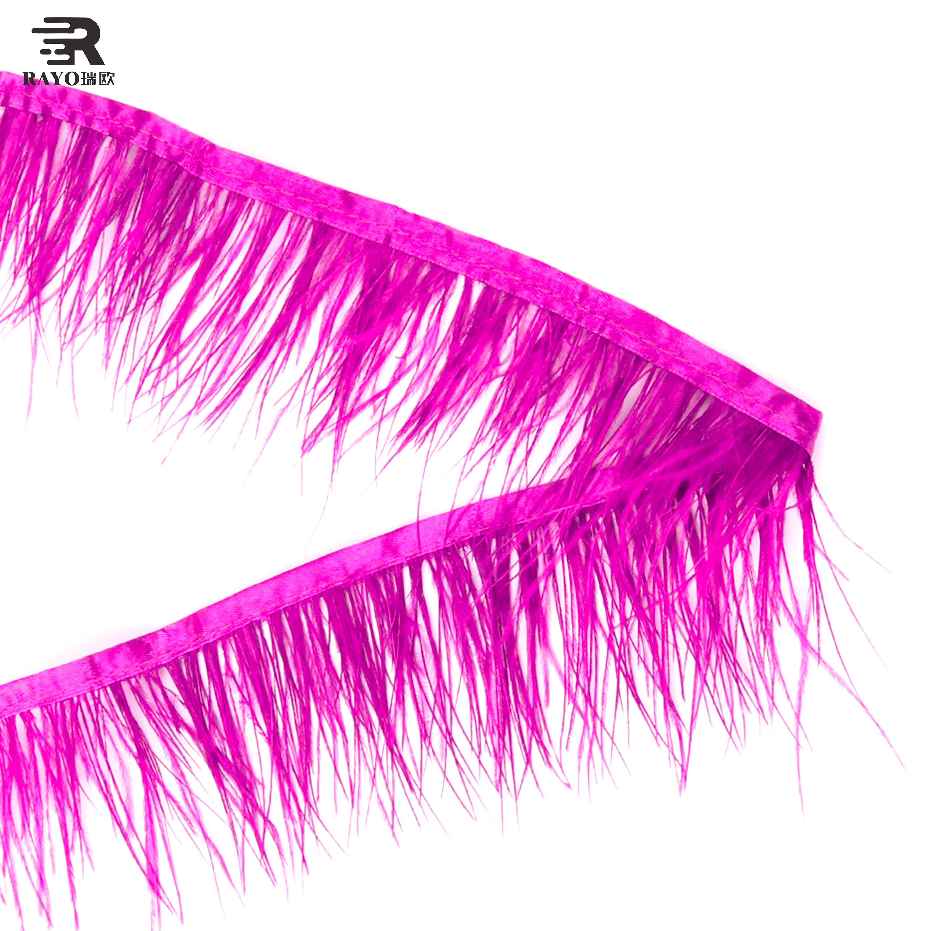 Rayo 2024 Ostrich Feathers Colorful Feather Trimming Chain for Garments Wedding Belt Rhinestones Bags Women Accessories