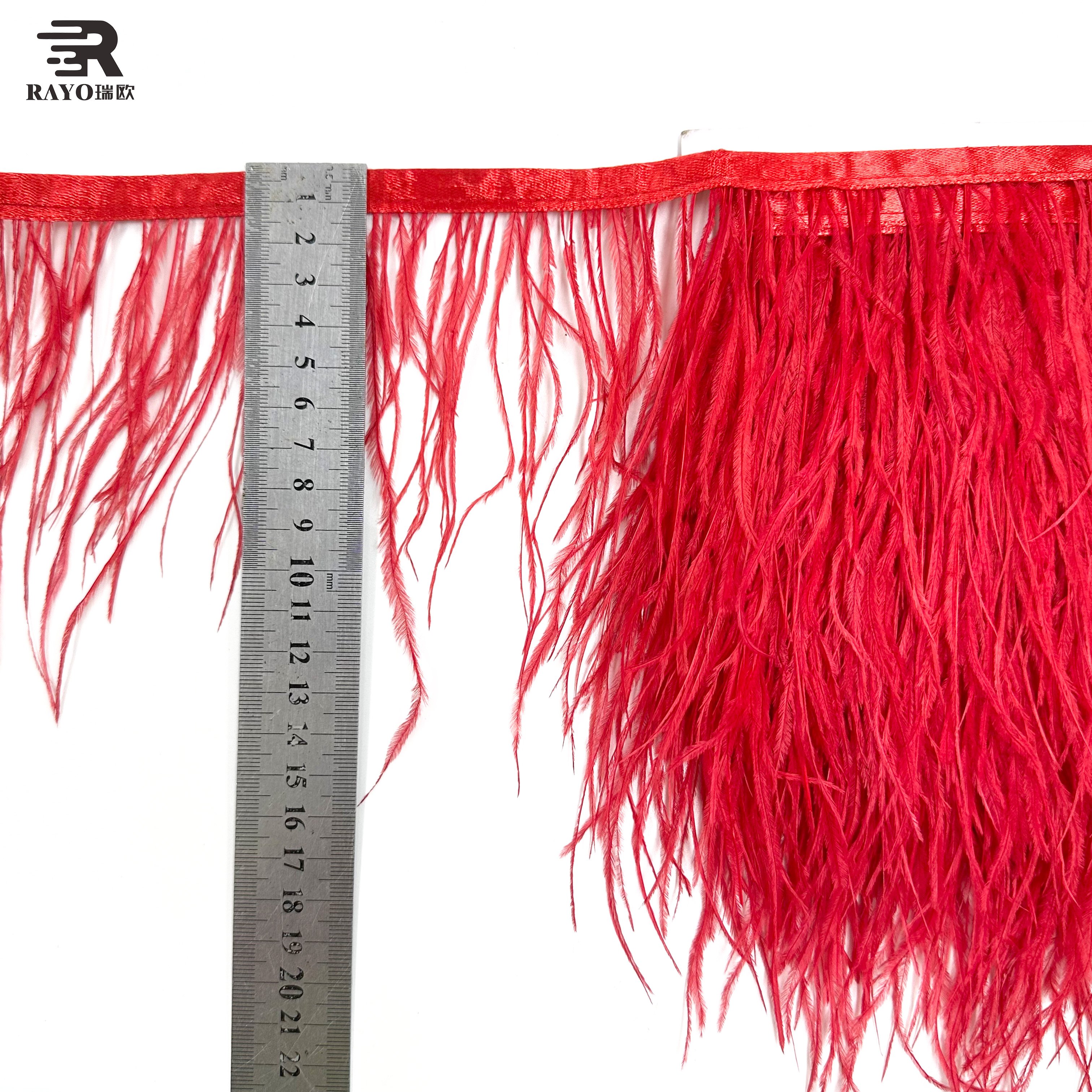 Rayo 2024 Ostrich Feathers Colorful Feather Trimming Chain for Garments Wedding Belt Rhinestones Bags Women Accessories