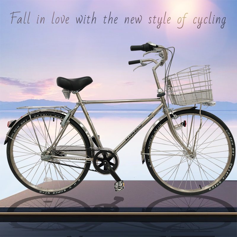 Bike frame belt drive No chain required bicycle easy riding urban bike men's and women's bike 26 "27"
