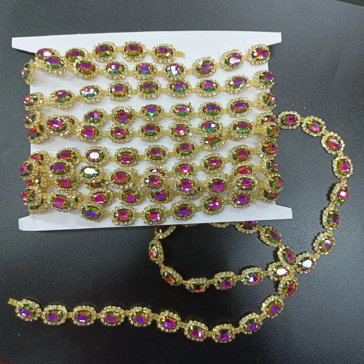 New Design Bulk Glass Flowers Trimming Red Heart Fancy Sliver Back With Rhinestones For Garment Accessories