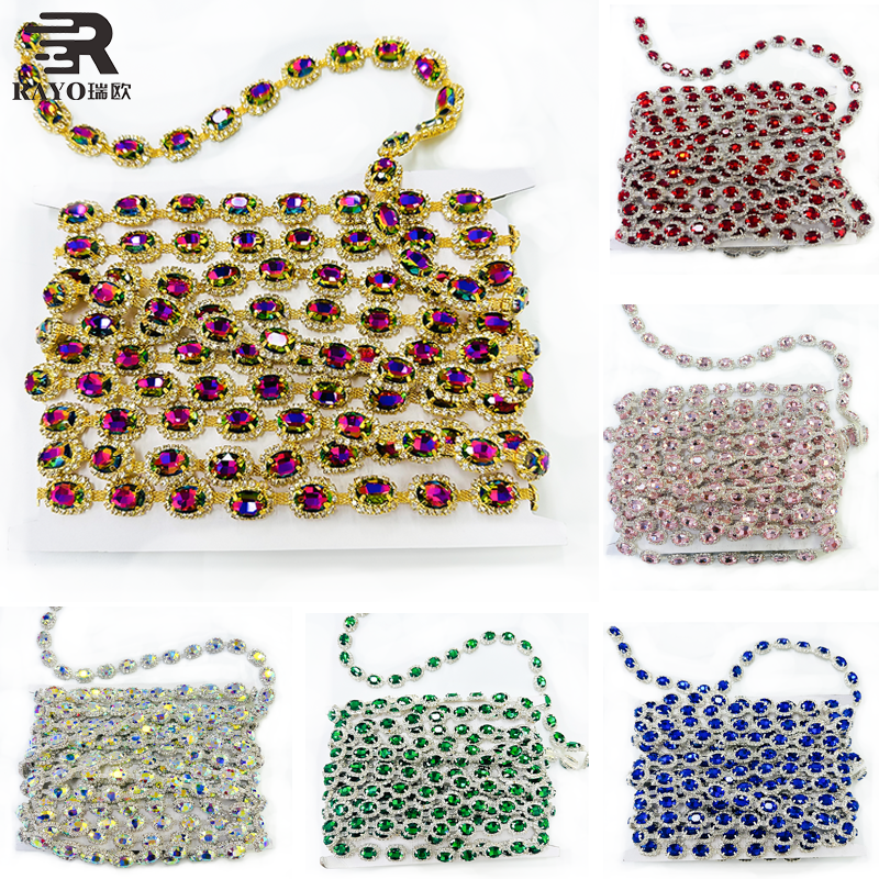 New Design Bulk Glass Flowers Trimming Red Heart Fancy Sliver Back With Rhinestones For Garment Accessories