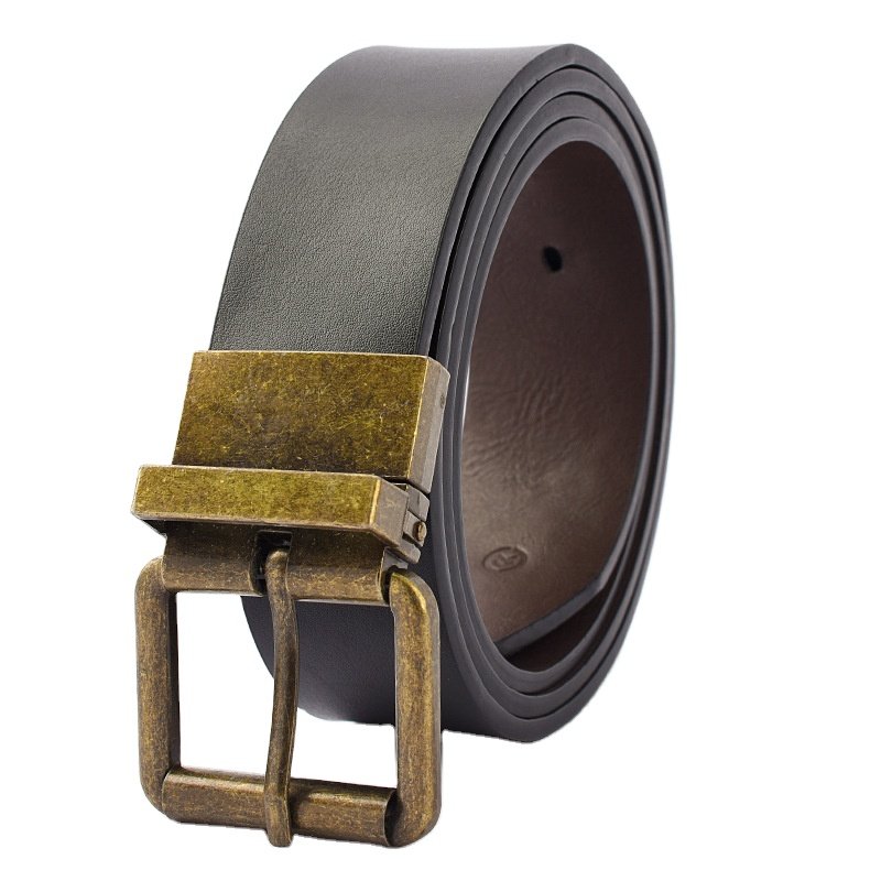 Men's retro Fashion Reversible Cow Hide Leather Belt with Pin Buckle OEM Factory Wholesale Rotating Design belt