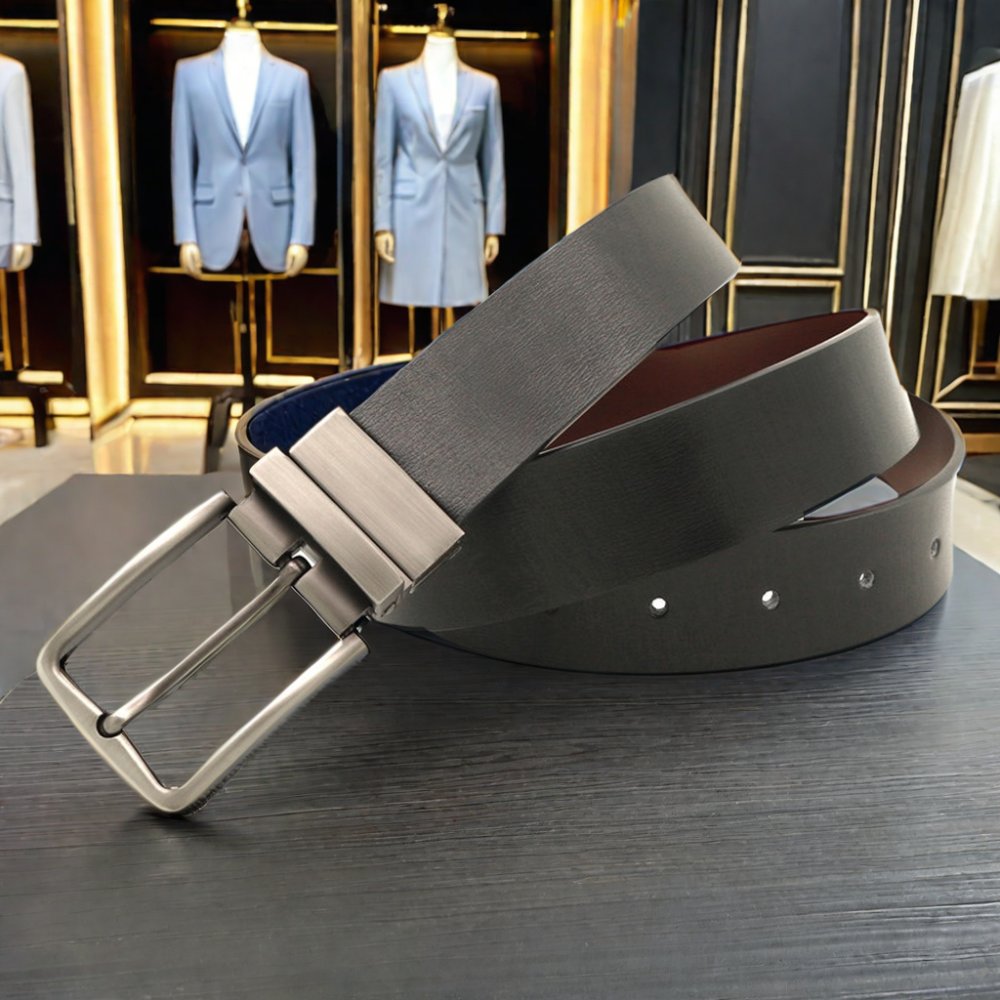 Men's retro Fashion Reversible Cow Hide Leather Belt with Pin Buckle OEM Factory Wholesale Rotating Design belt