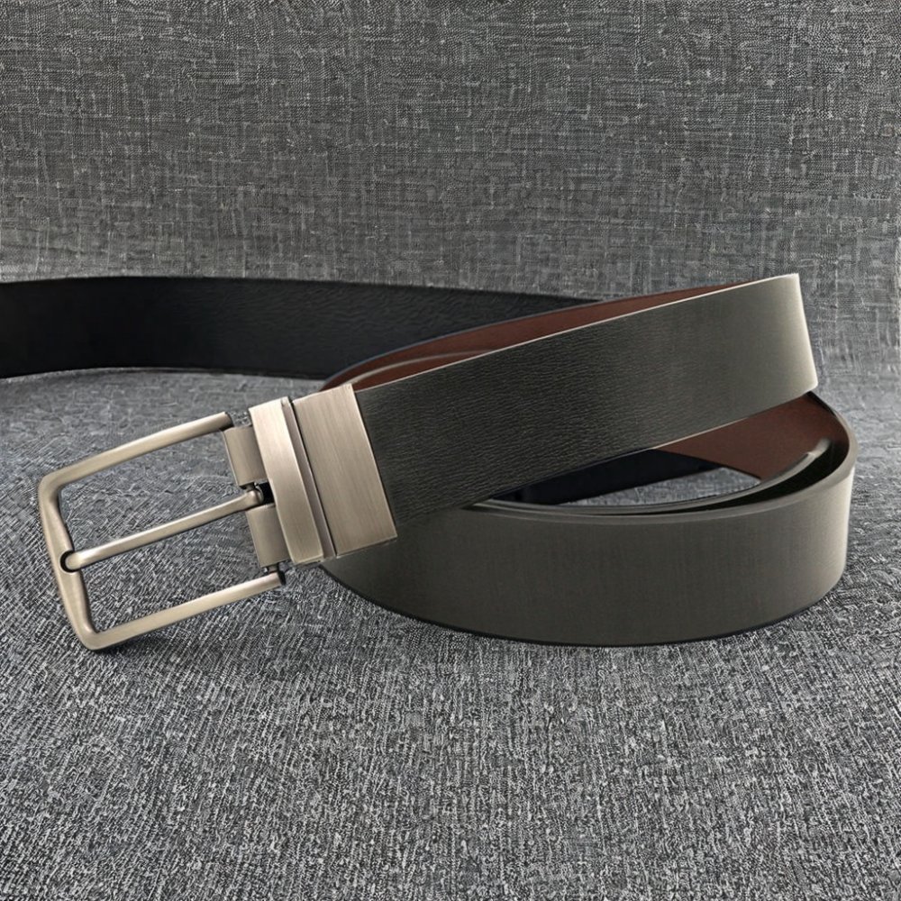 Men's retro Fashion Reversible Cow Hide Leather Belt with Pin Buckle OEM Factory Wholesale Rotating Design belt