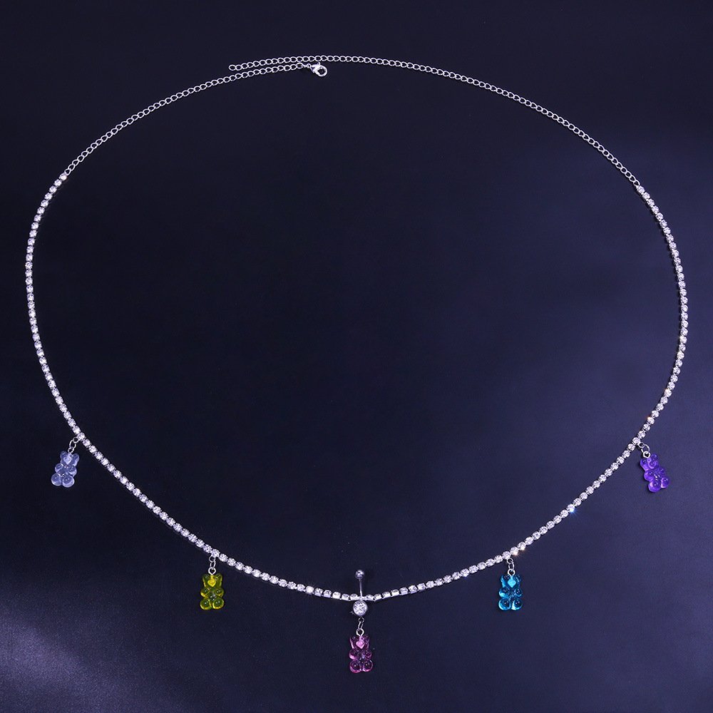 Sexy Jewelry Resin Color Animal Bear Charm Body Waist Chain Belt For Women