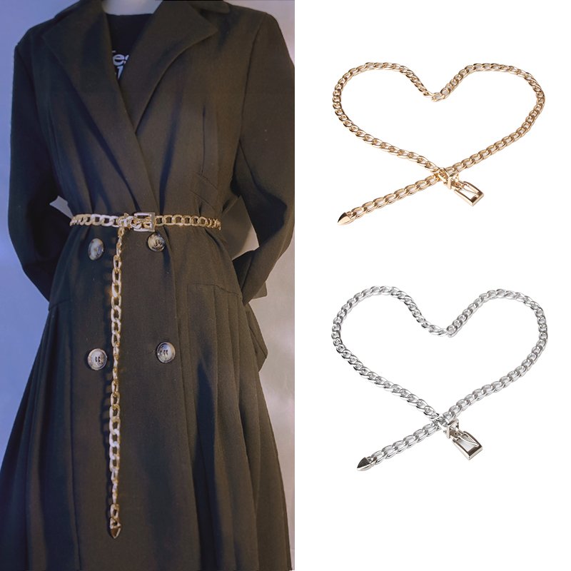 Wholesale Fashion Metal Chain women's belts Gold Silver waist chain Dress Jeans Cool Girl Women's chain belt