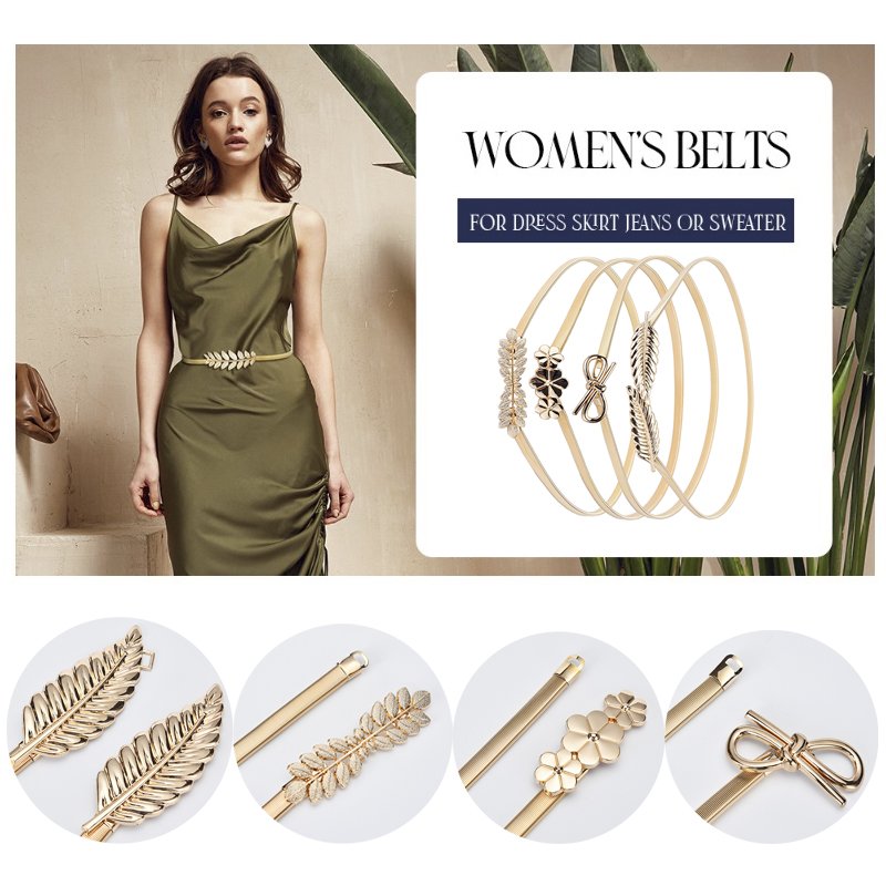 Fashion Lady Gold Elastic Luxury Metal Belt Custom Girl Dress Skirt Decoration Metal Chain Waist Belt