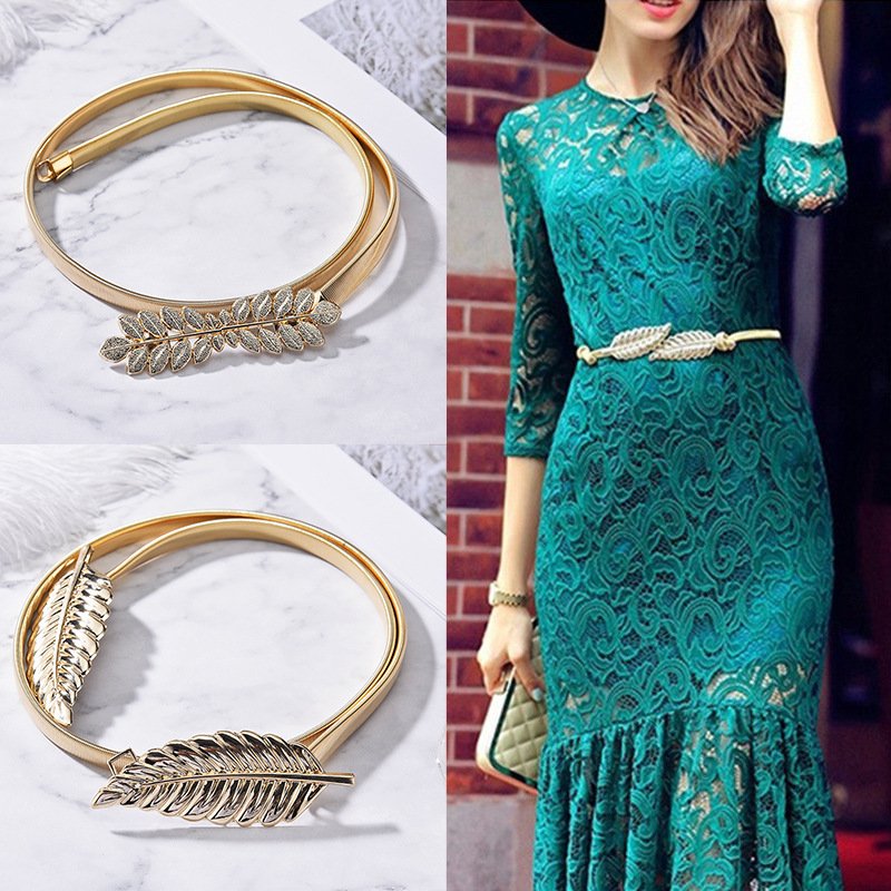 Fashion Lady Gold Elastic Luxury Metal Belt Custom Girl Dress Skirt Decoration Metal Chain Waist Belt