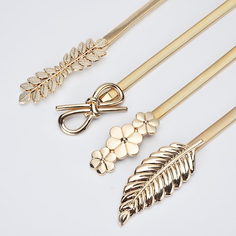 Fashion Lady Gold Elastic Luxury Metal Belt Custom Girl Dress Skirt Decoration Metal Chain Waist Belt