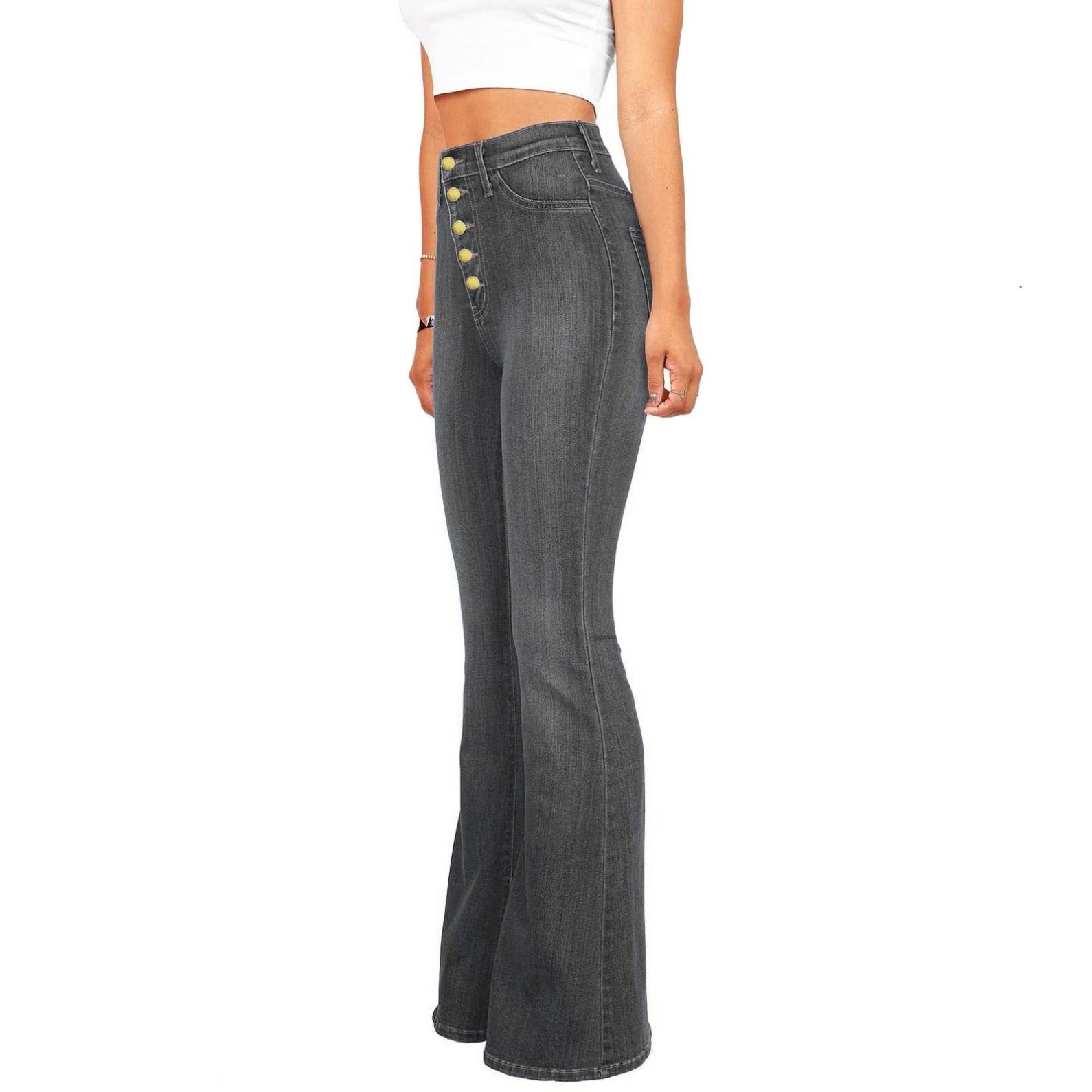 Hot selling women's clothing slim fit women high waisted jean raised buttocks flared ladies jeans pants