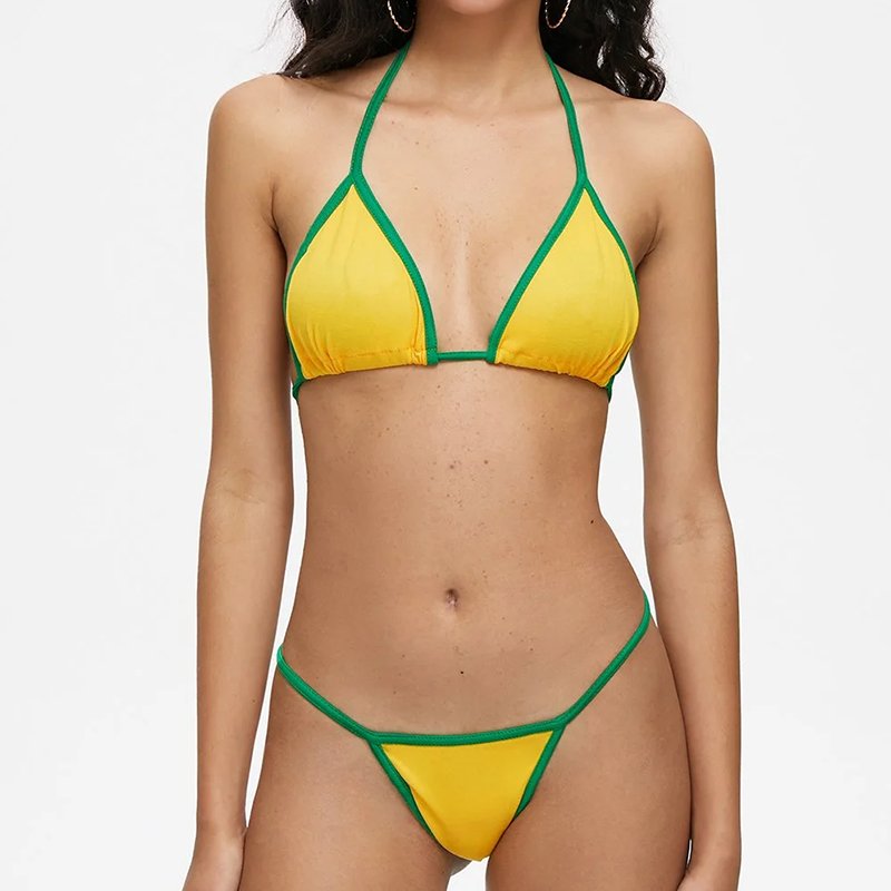 Wholesale Manufacturer New Style Summer Women Solid Color Beach Swimsuits Ladies Two Pieces Swimwear Pink Bikini Sets
