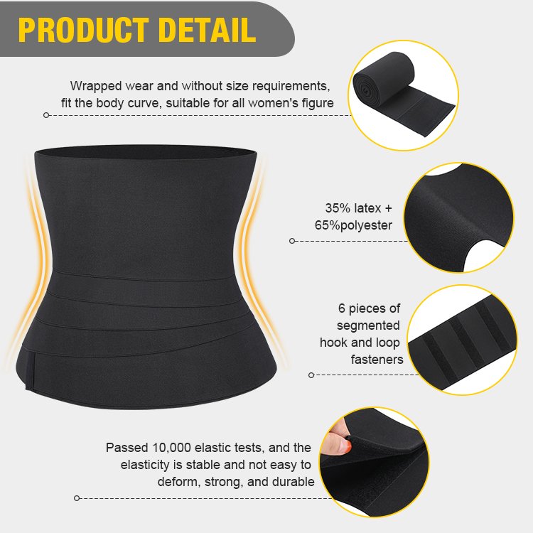 HEXIN Custom Service One Size Fits All Belly Bandage Wrap Waist Trainer High Compression Elastic Waist Trainer Wrap